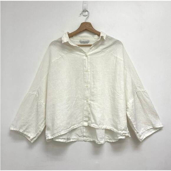 Linenfox Halli Linen Button-Down Shirt Oversized Boxy Lagenlook Coastal S/M - Picture 7 of 8